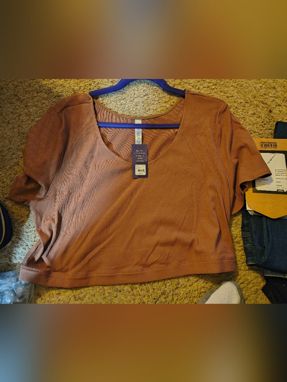 Women's Ribbed Cropped Shirt Rust Brown By Cacique, Lane Bryant